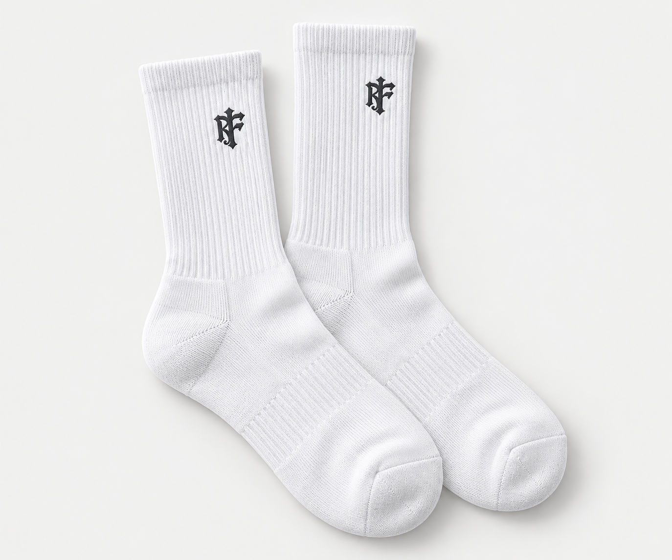 Crew Sock in White, garment product photograph