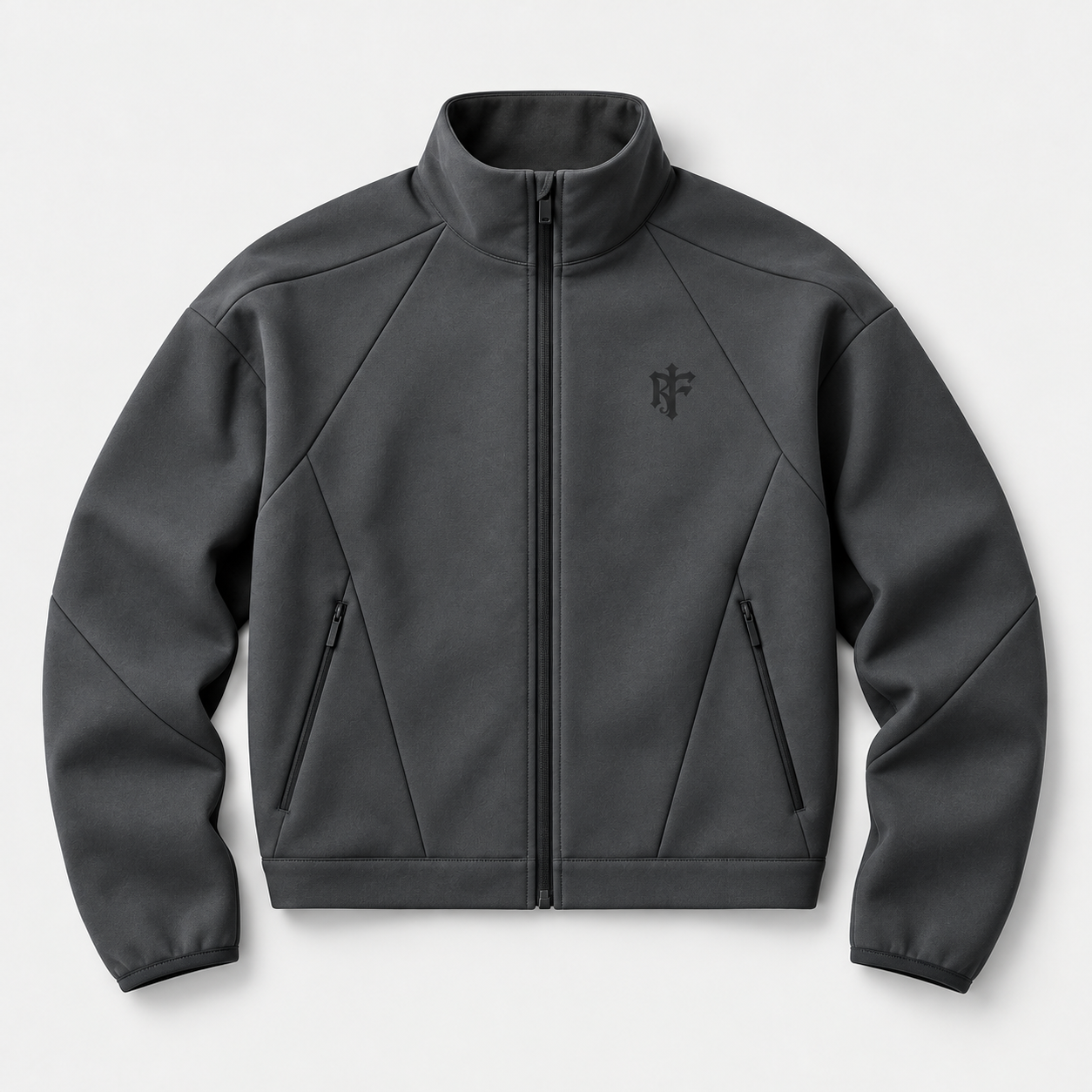 Funnel Jacket in Graphite, garment product photograph