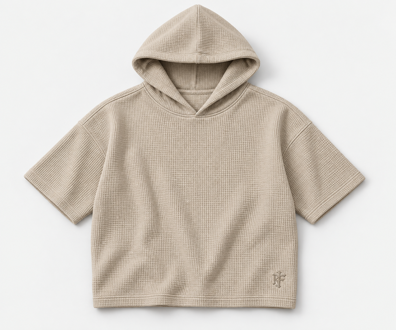 Grid Hoodie in Stone, garment product photograph